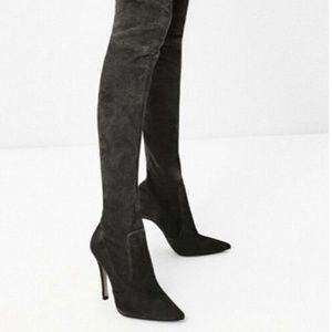 Zara gray over the knee boots
